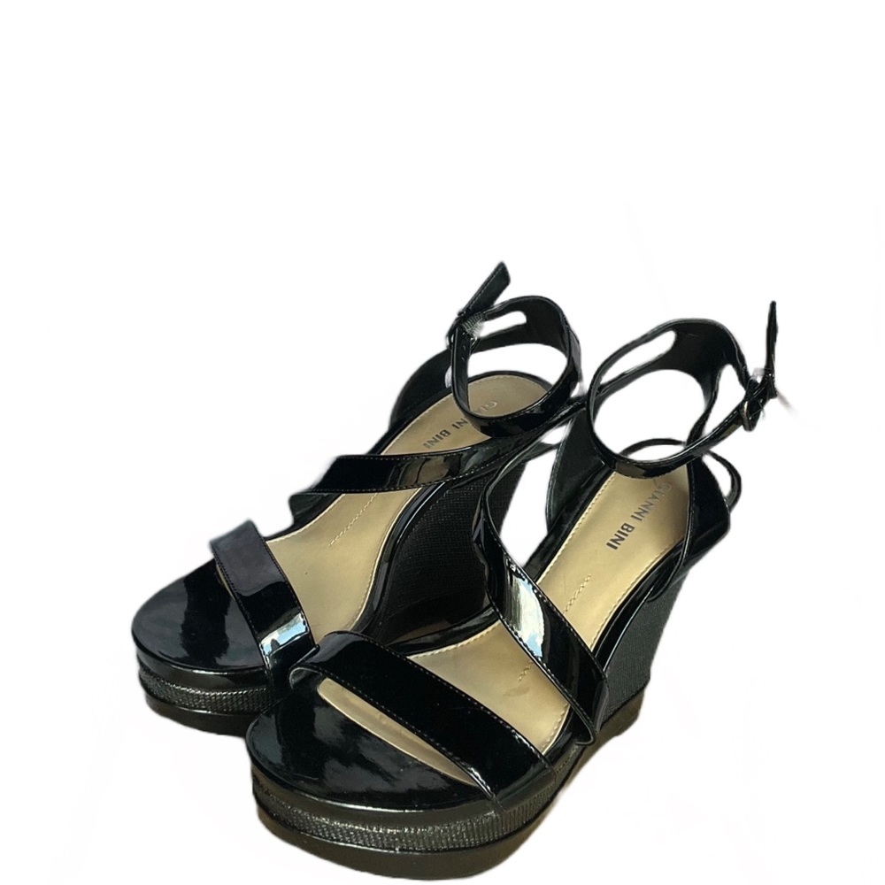 Gianni Bini Black Strappy wedge heels
